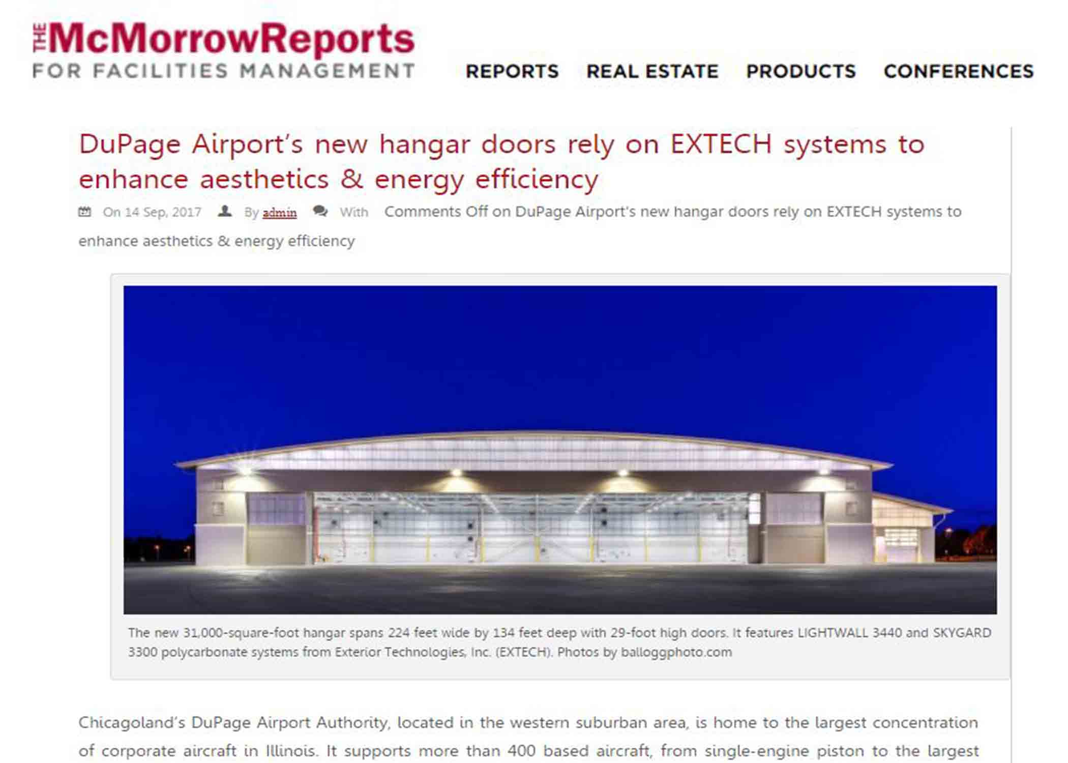 EXTECH's work at DuPage Airport is featured in the McMorrow Reports