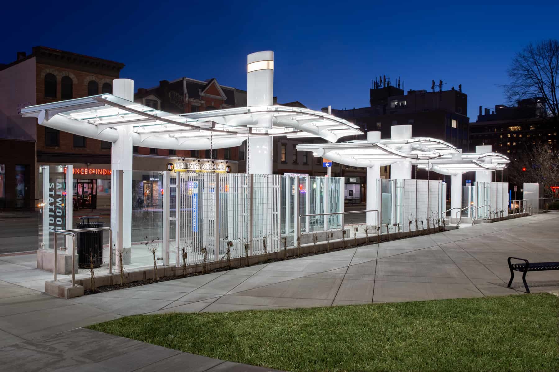 Modern Glass Transit Canopy System - Transit Shelters