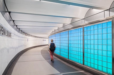 GRIDLOCK Glass Block System at SEPTA Concourse