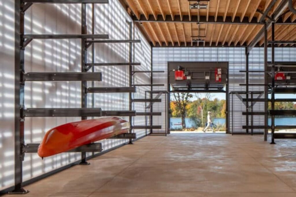 The Beaverdam Reservoir Park Crew Storage Facility project featuring a translucent polycarbonate cladding wall.